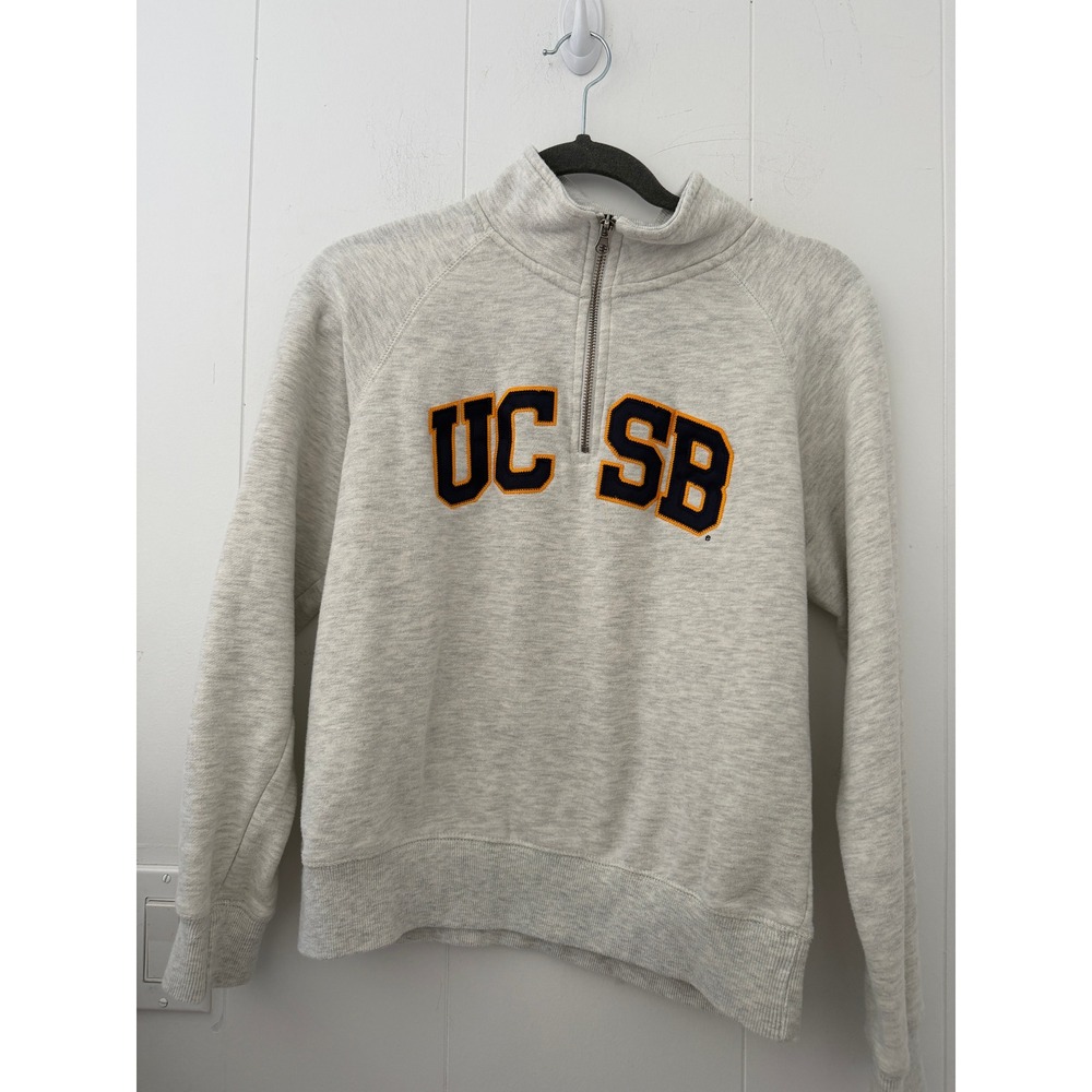 Blue 84 UCSB 1/4 Zip Sweatshirt Heather Gray UC Santa Barbara Sz S Embroidered